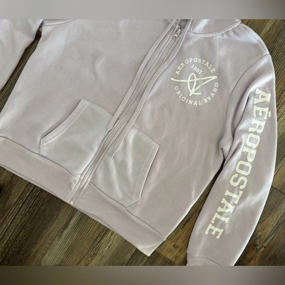 Aeropostale Sport Hoodie Womens Juniors XL Full Zip Lt Purple Hooded Sweatshirt - Picture 10 of 12